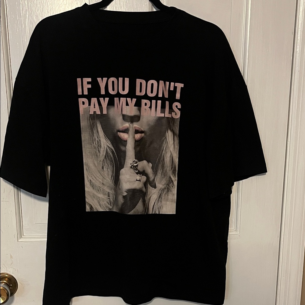 SHEIN Black Tee with Pink Graphic